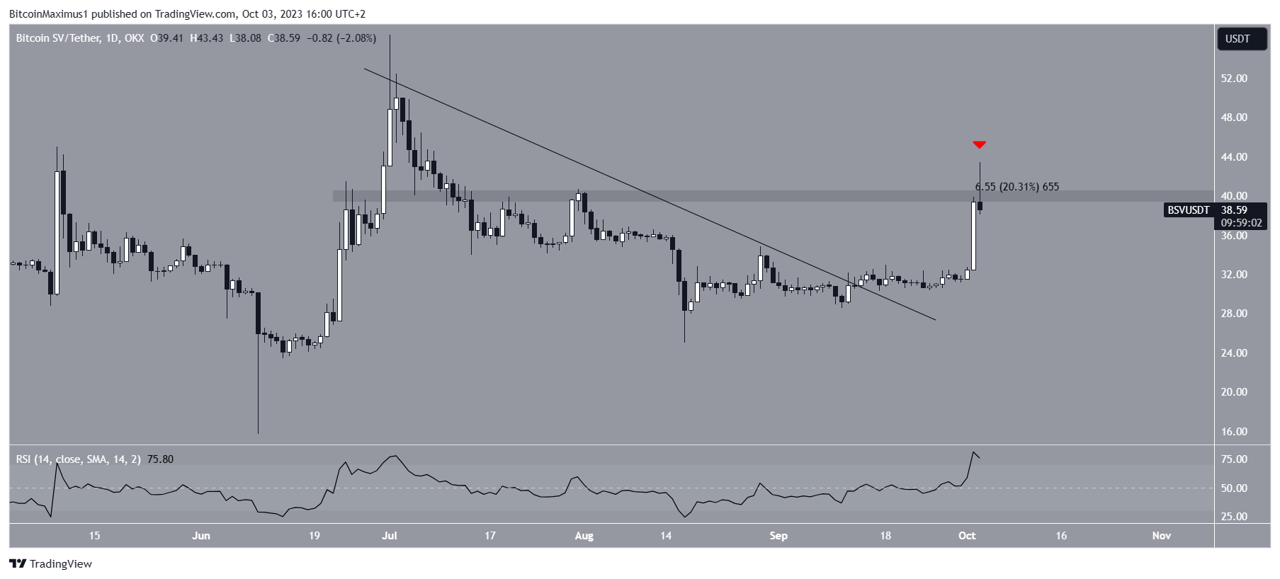 Bitcoin SV( (BSV) Price Movement