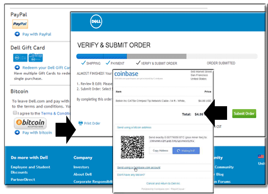Dell accepteerde Bitcoin voor online aankopen in 2014.