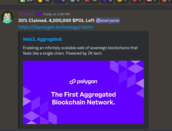 Nep POL Claim Aanbieding op Polygon Discord.