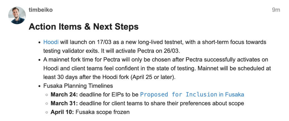 Ethereum’s Pectra Upgrade tijdlijn