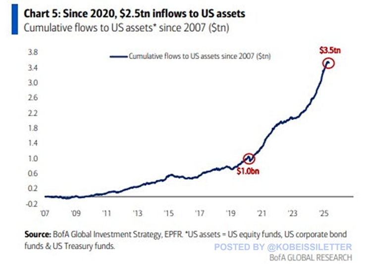 Instromen in Amerikaanse assets sinds 2020