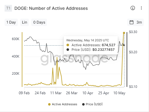 DOGE Actieve Adressen