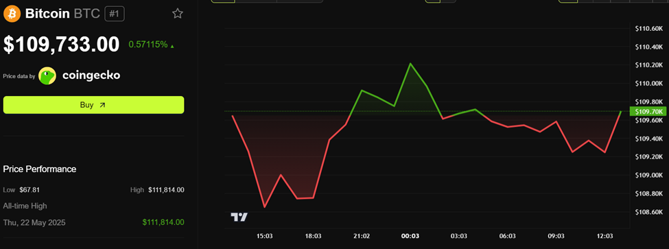 Bitcoin (BTC) koers prestatie