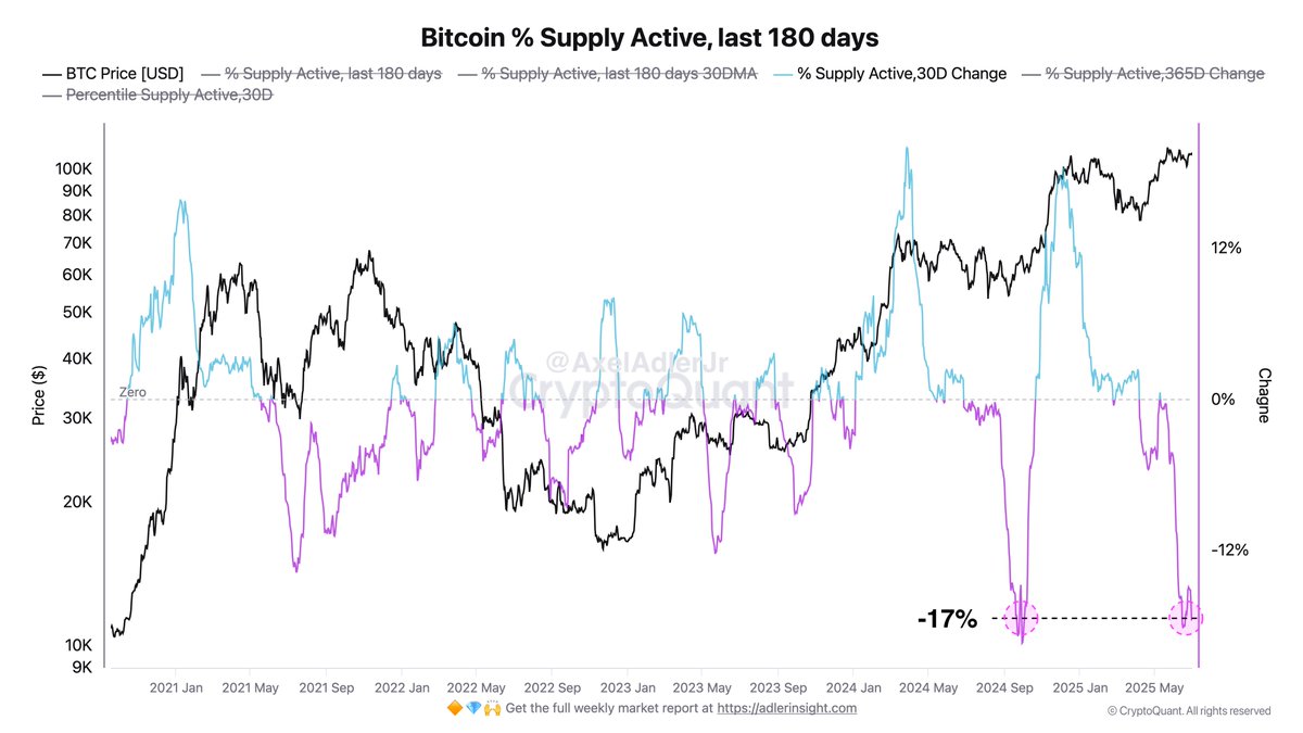 Bitcoin supply active. Bron: Axel AdlerJr