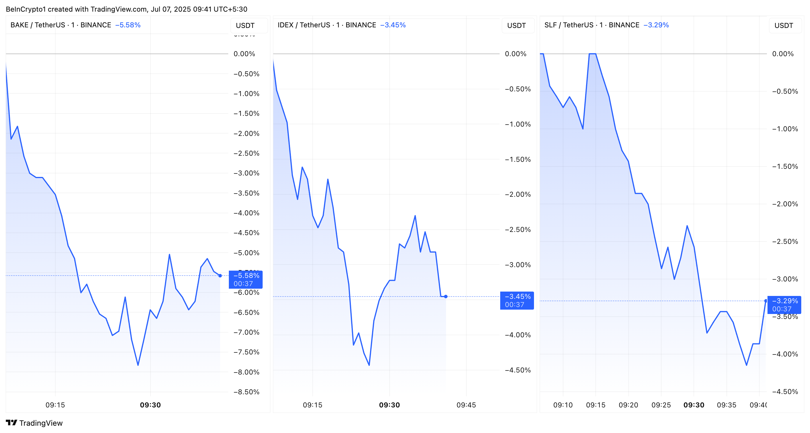 BAKE, IDEX, en SLF koers prestaties binance monitoring tag