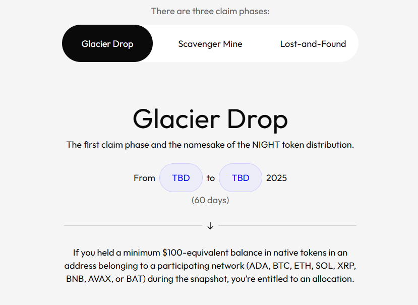 hoe Night token glacier drop te claimen